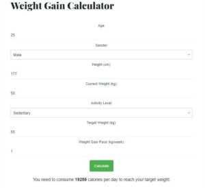 weight gain calculator