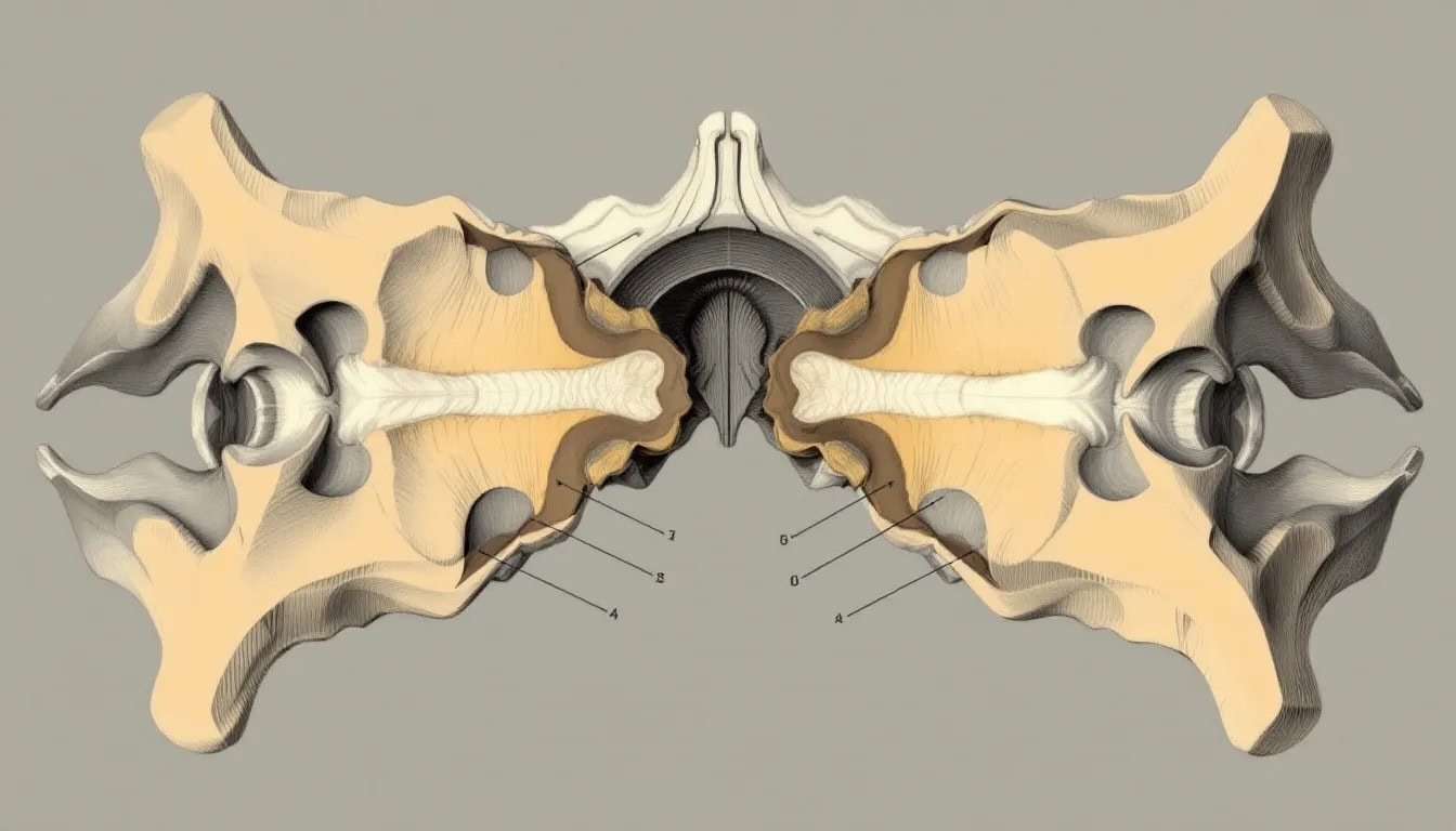 An illustration depicting modic vertebral endplate changes in the spine.